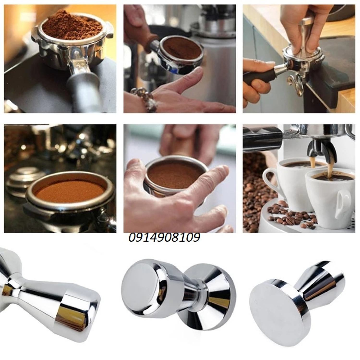 Tamper tay nén cafe espresso 58mm cao cấp (Inox 304 100%)