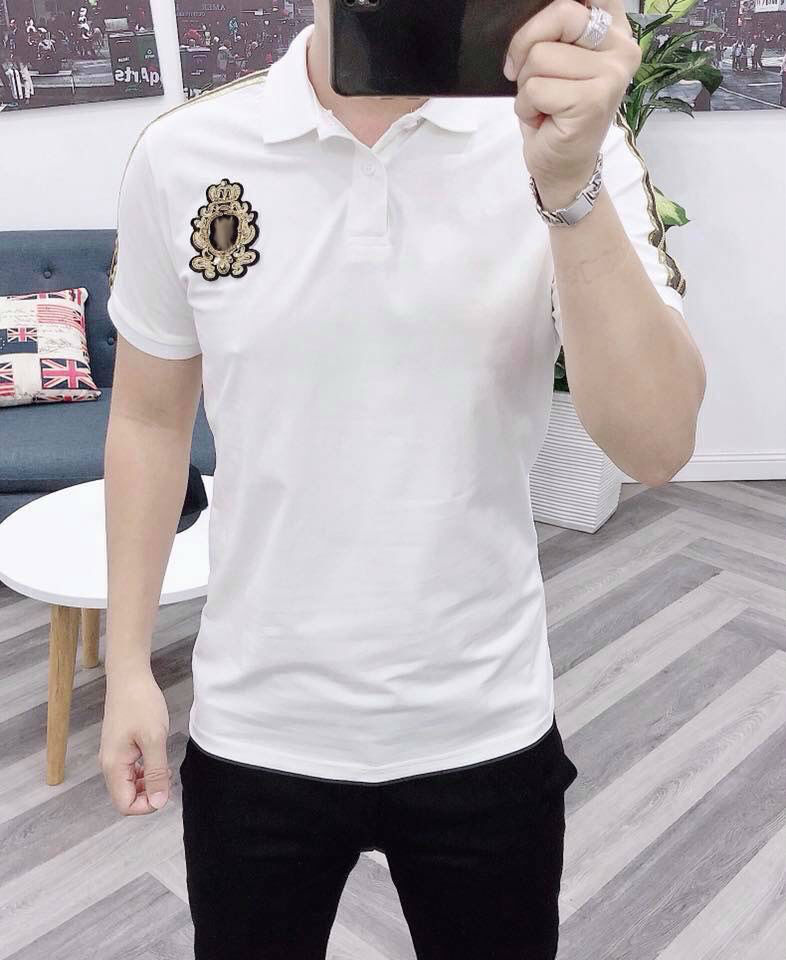 ÁO THUN NAM CÓ CỔ NAM THÊU LOGO PHỐI VIỀN VAI HG9999 CAO CẤP