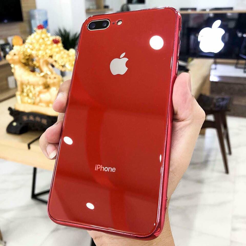 Ốp Lưng Kính Cường Lực iPhone 7 Plus/ 8 Plus (Kính Cường Lực lưng Viền Dẻo Cùng Màu)123123