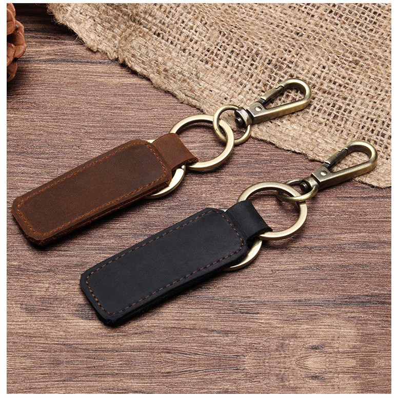 !!!Móc chìa Khoá Da Bò Thật - Handmade 100% - Khoá Đồng _DN5022