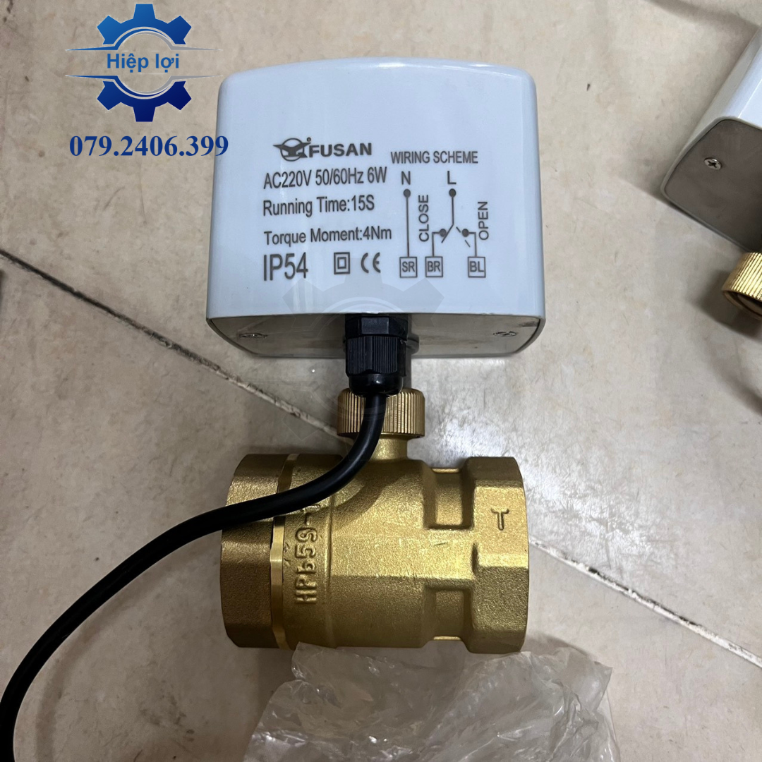Van điện đóng mở nước BVE-2W 3 dây - Van khoá nước đóng mở điều khiển bằng motor điện - Van bi điện 2 lỗ