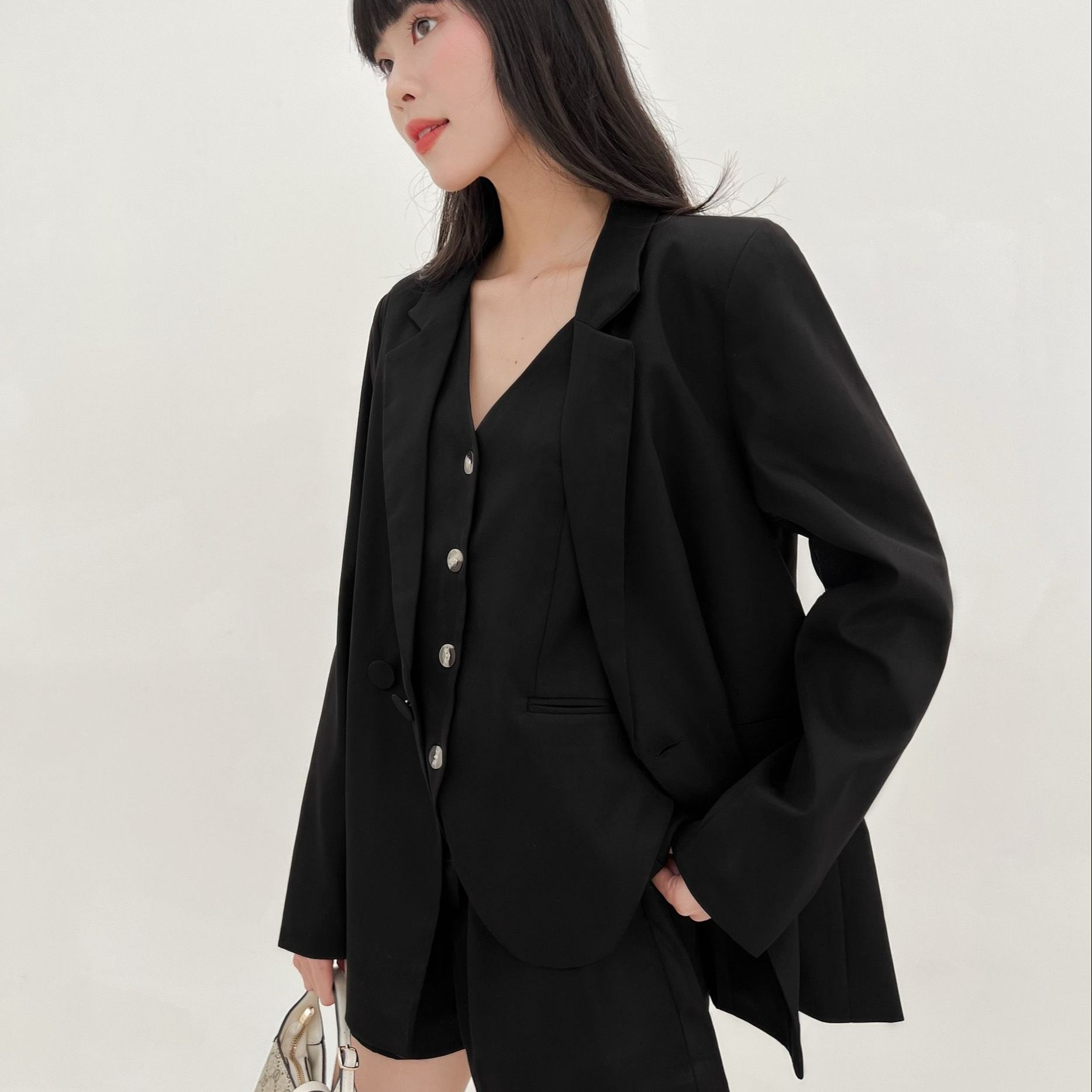 PIM BLAZER - Khoác Blazer dài tay cổ vest