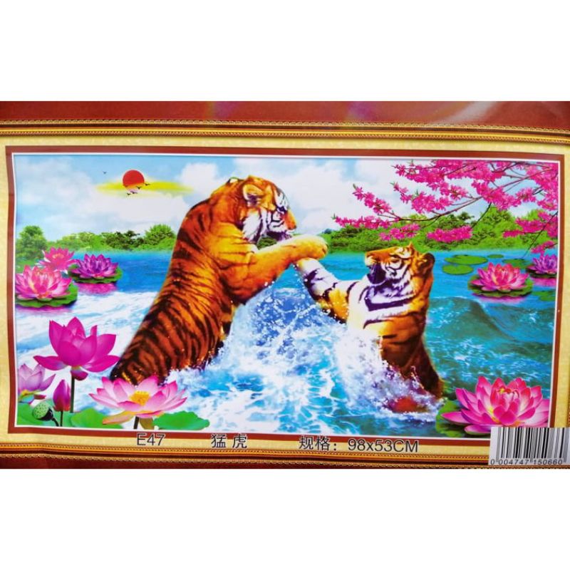 Tranh thêu chữ thập Song Phụng Tương Ngộ DLH-100x50 thêu full-Ngọc Thịnh