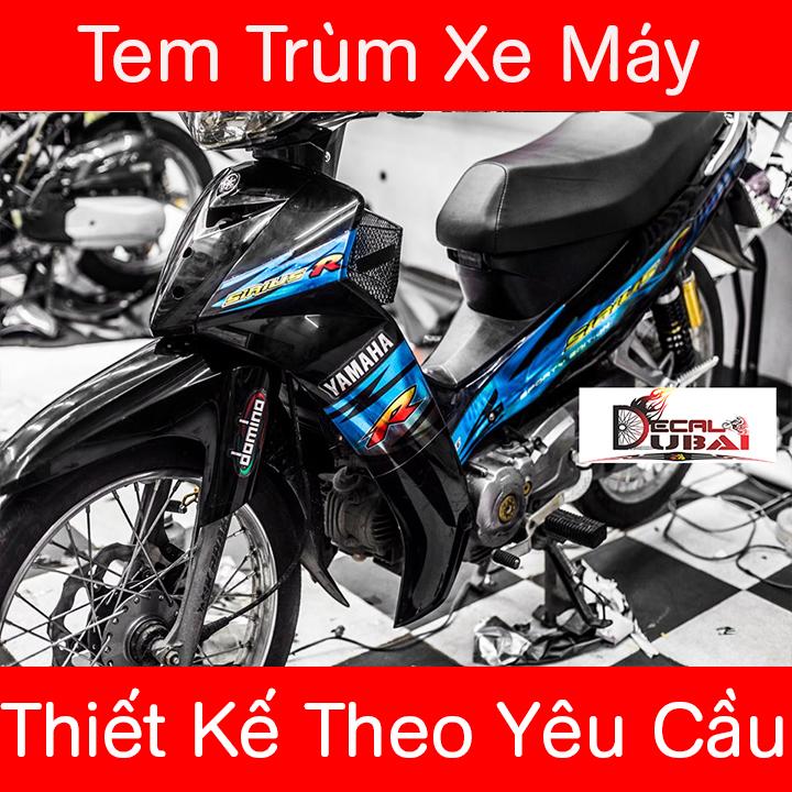 Tem Trùm Xe Sirius Xanh Đen Siêu Đẹp