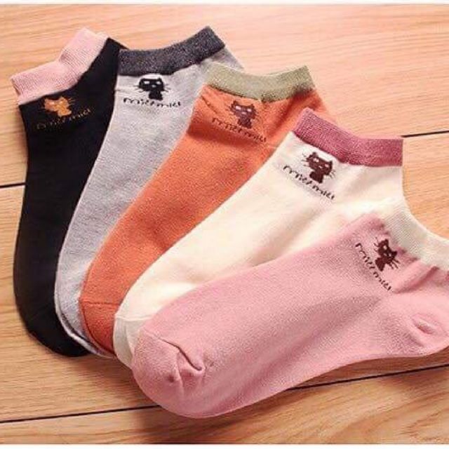Combo 5 Đôi Vớ Tất Cổ Ngắn Hình Mèo