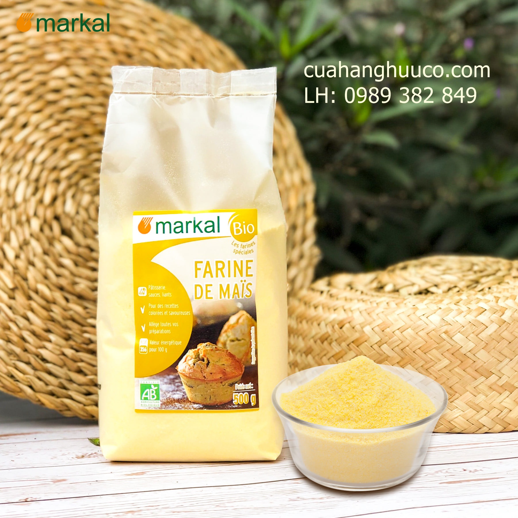 [NK CHÍNH HÃNG - GIÁ TỐT] Bột bắp hữu cơ hạt mịn MARKAL 500g