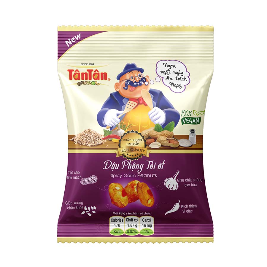 10 gói Đậu phộng Tỏi Ớt Tân Tân (42g/gói)