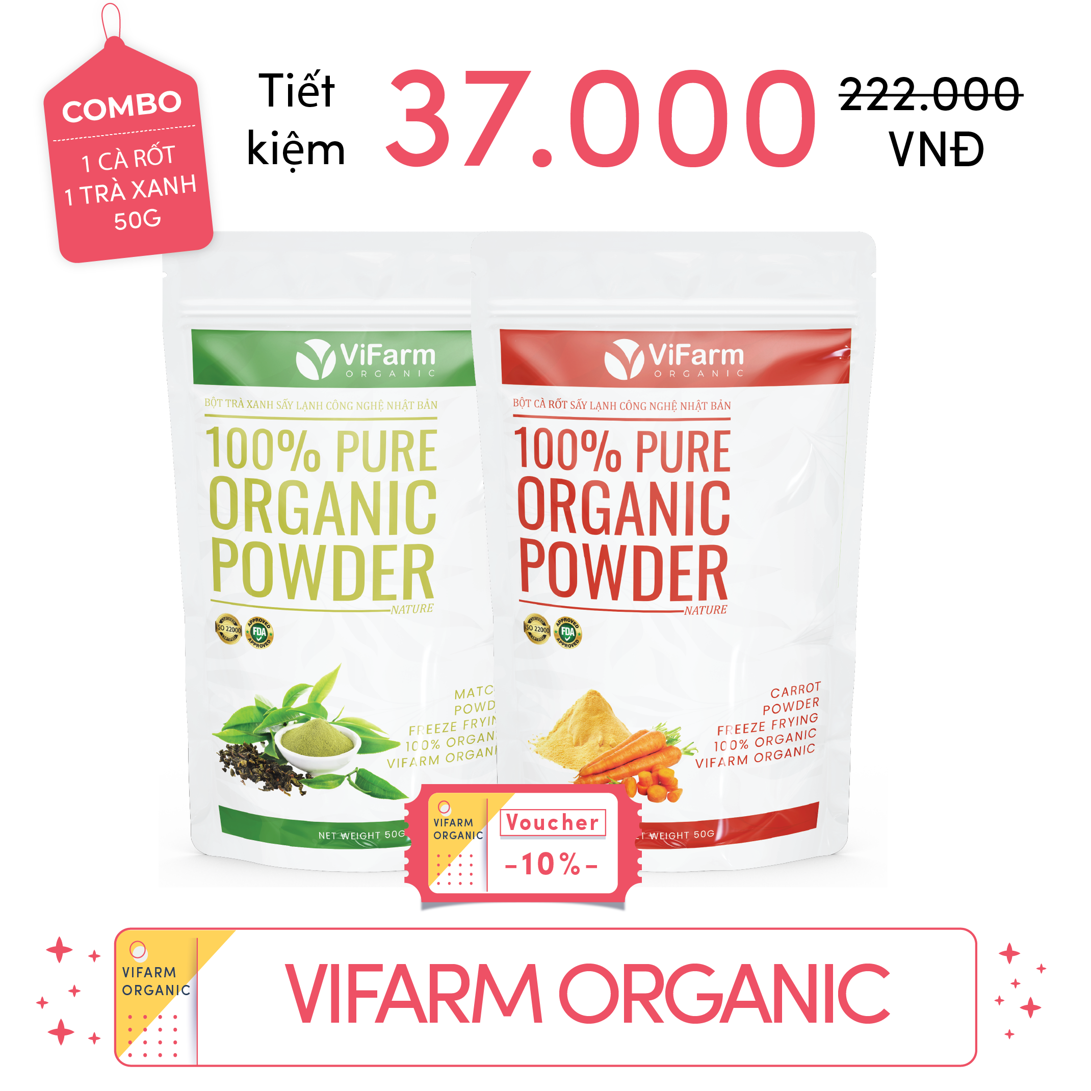 Bột Cà Rốt Nguyên Chất ViFarm 50g
