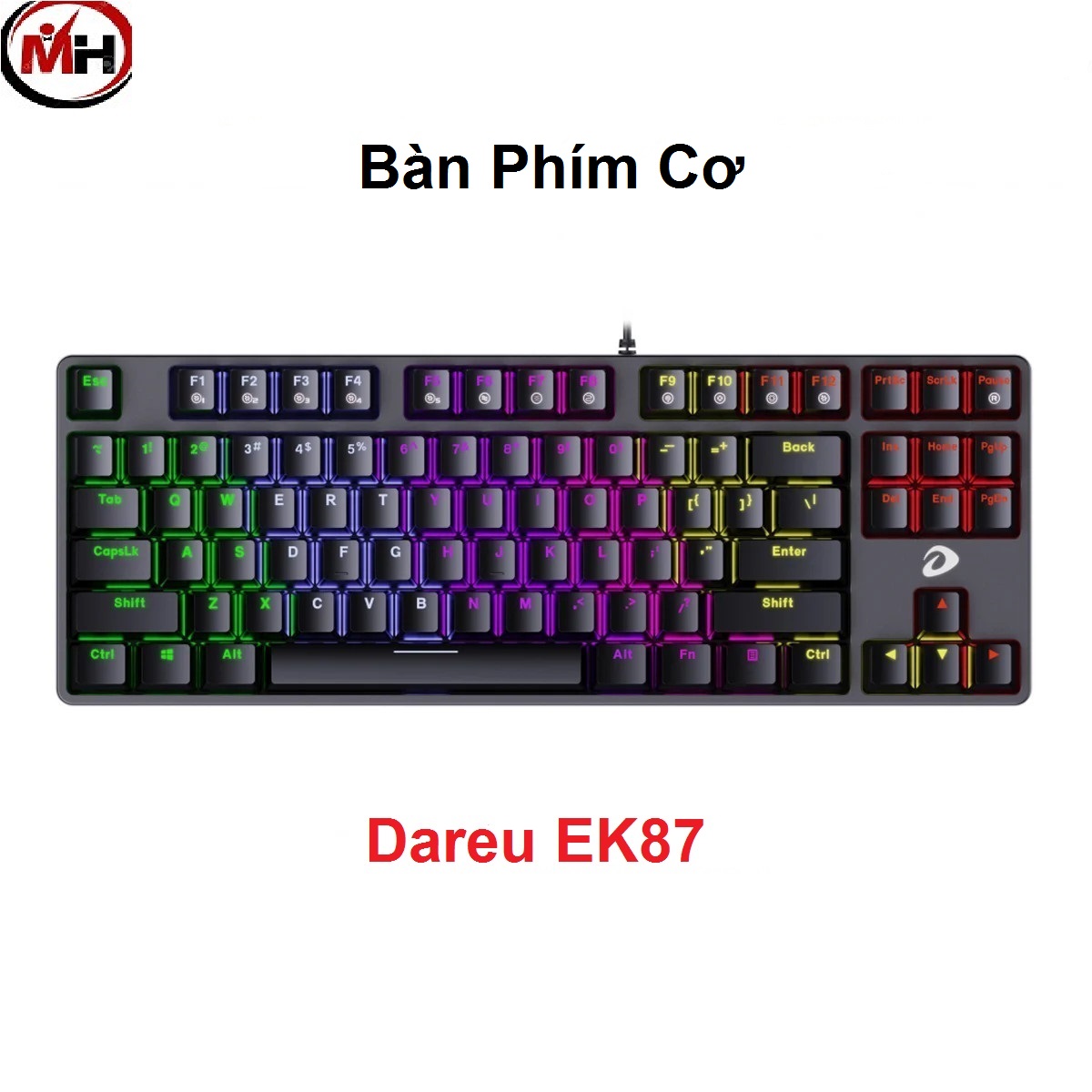 Bàn phím cơ Dareu EK87 Đen -Back Gaming MULTI-LED