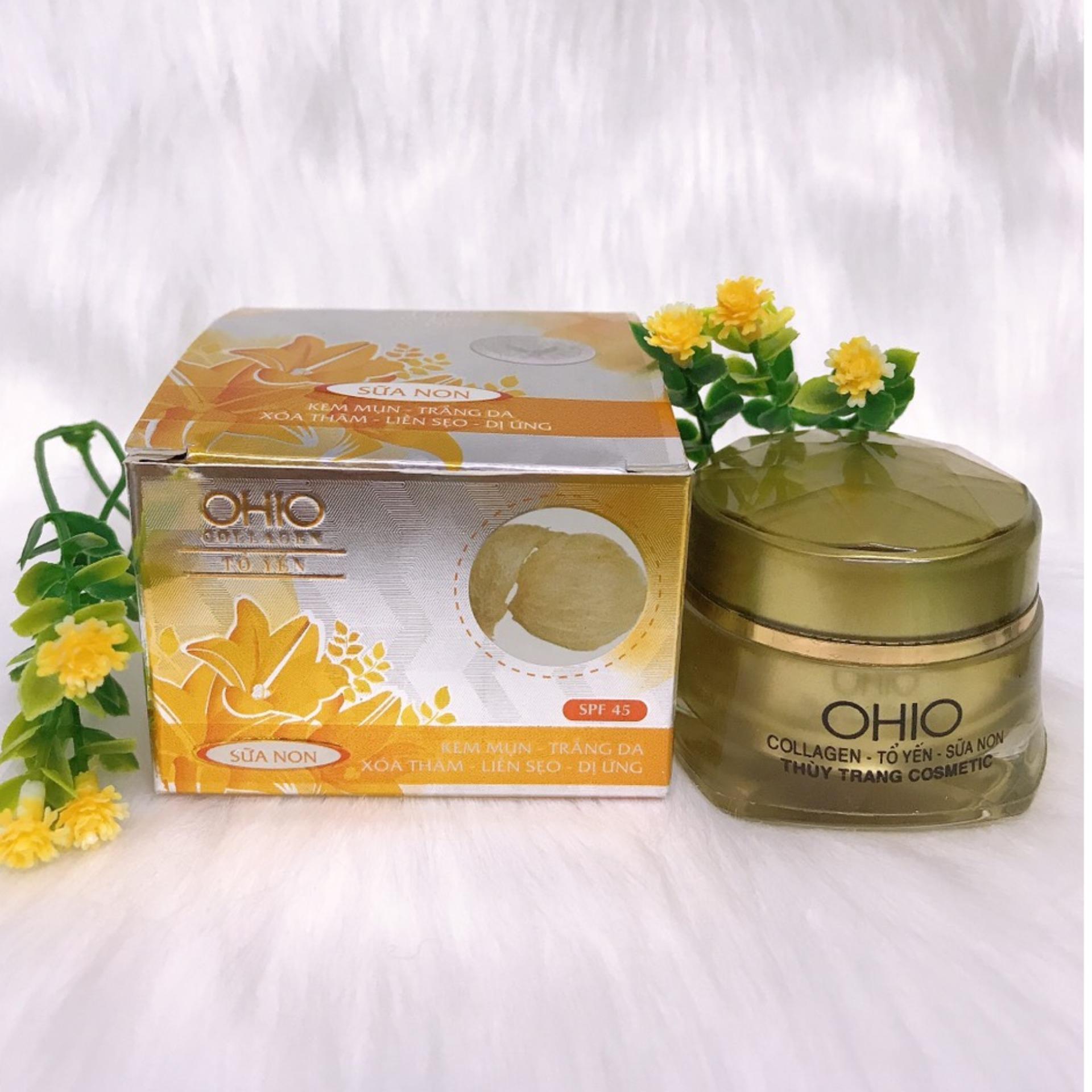 [HCM]Kem Mụn Trắng da Xóa thâm Liền sẹo Chống dị ứng dưỡng chất Collagen và Tổ yến OHIO (18g)