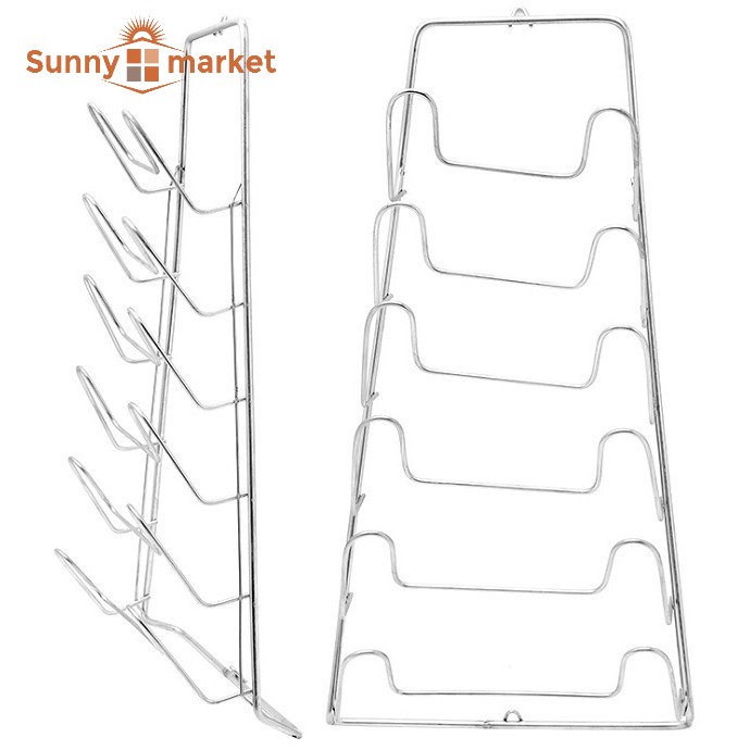 Giá treo vung nồi inox 6 tầng, máng nắp, giá để nắp vung