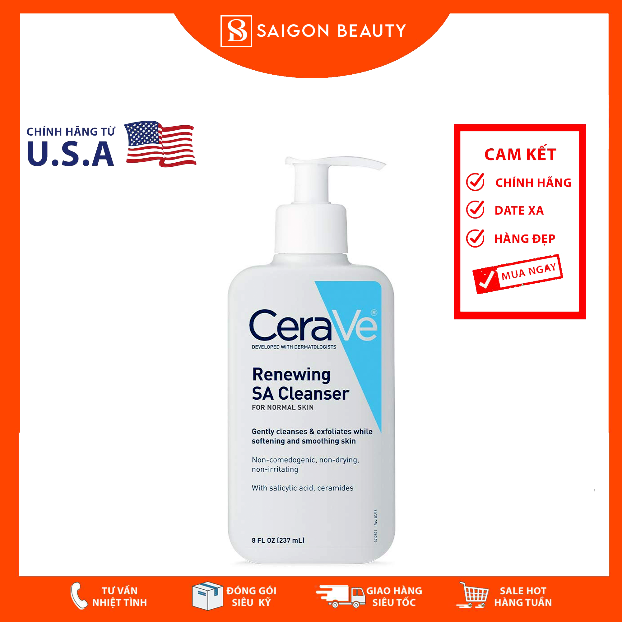 Sữa rửa mặt CeraVe Renewing SA Cleanser 237mL