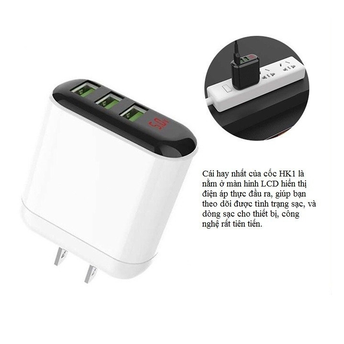 Cóc sạc nhanh 5a 3 cổng Hoco HK1