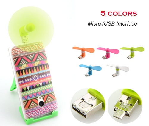 Silicon Mini Fan 2 in 1 with USB and Android Ports (Random Color Delivery)