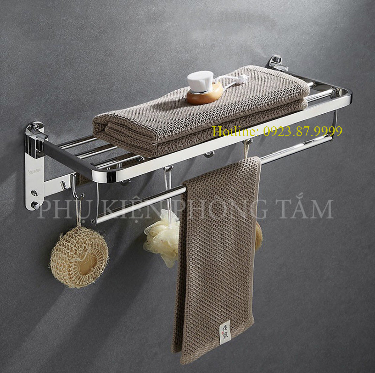 Vắt khăn giàn đa năng inox sus 304 ((Loại 1, Hàng dày, đế đặc))
