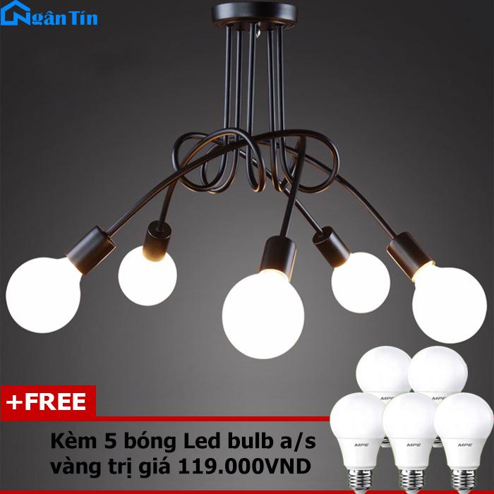 Bộ đèn thả trần trang trí nhà quán cà phê THCN148 (Tặng kèm 5 bóng tròn Led Bulb 5W ánh sáng vàng)