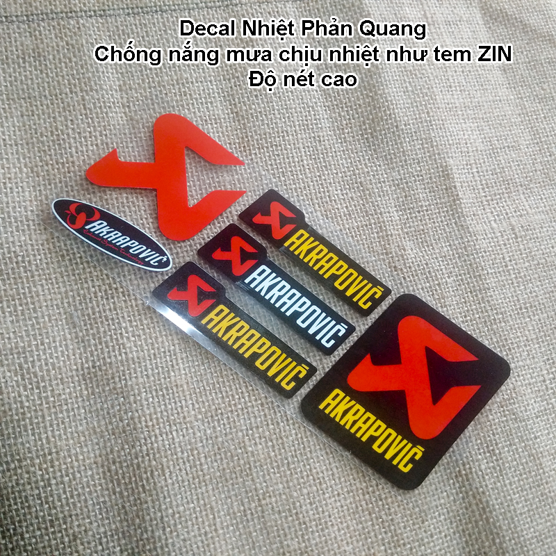Bộ Tem AKRAPOVIC Decal Nhiệt Phản Quang Chống nắng mưa như tem zin RS-031