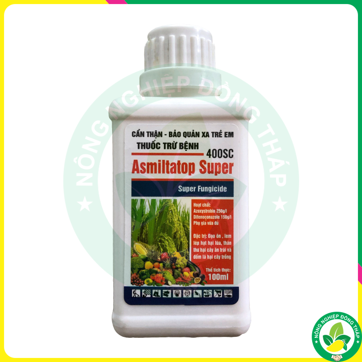 Thuốc Trừ Bệnh Asmiltatop Super 400SC – Đạo Ôn, Lem Lép Hạt Hại Lúa, Thán Thư Hại Cây Ăn Trái, Đốm Lá Hại Cây Trồng (Chai 100ml)