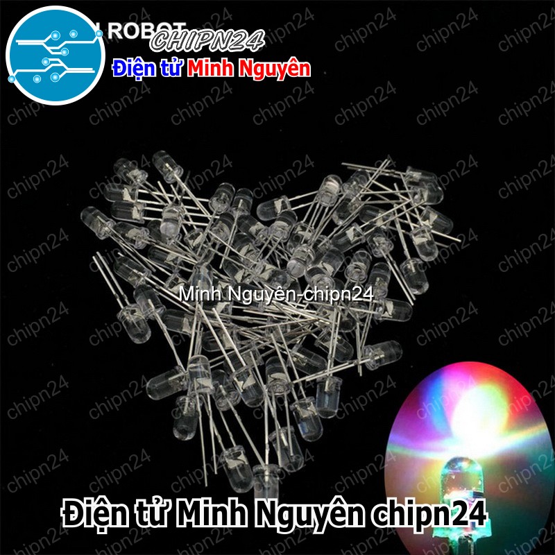 [25 con] (TK17, H12) Led 5mm trong 7 Màu RGB 2 chân (Nháy Nhanh) - HH000507