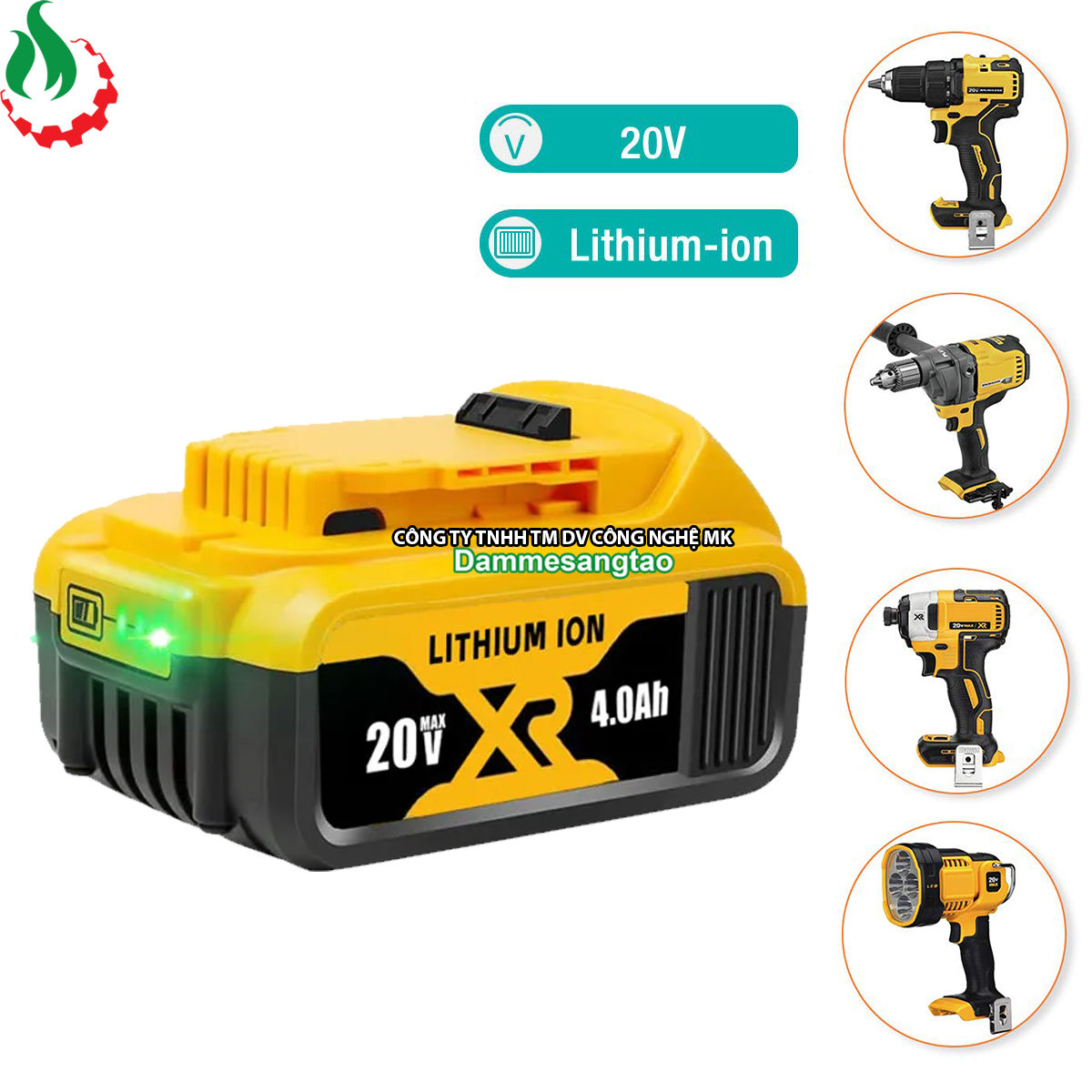 Pin Dewalt 18V Li-ion nhận sạc zin