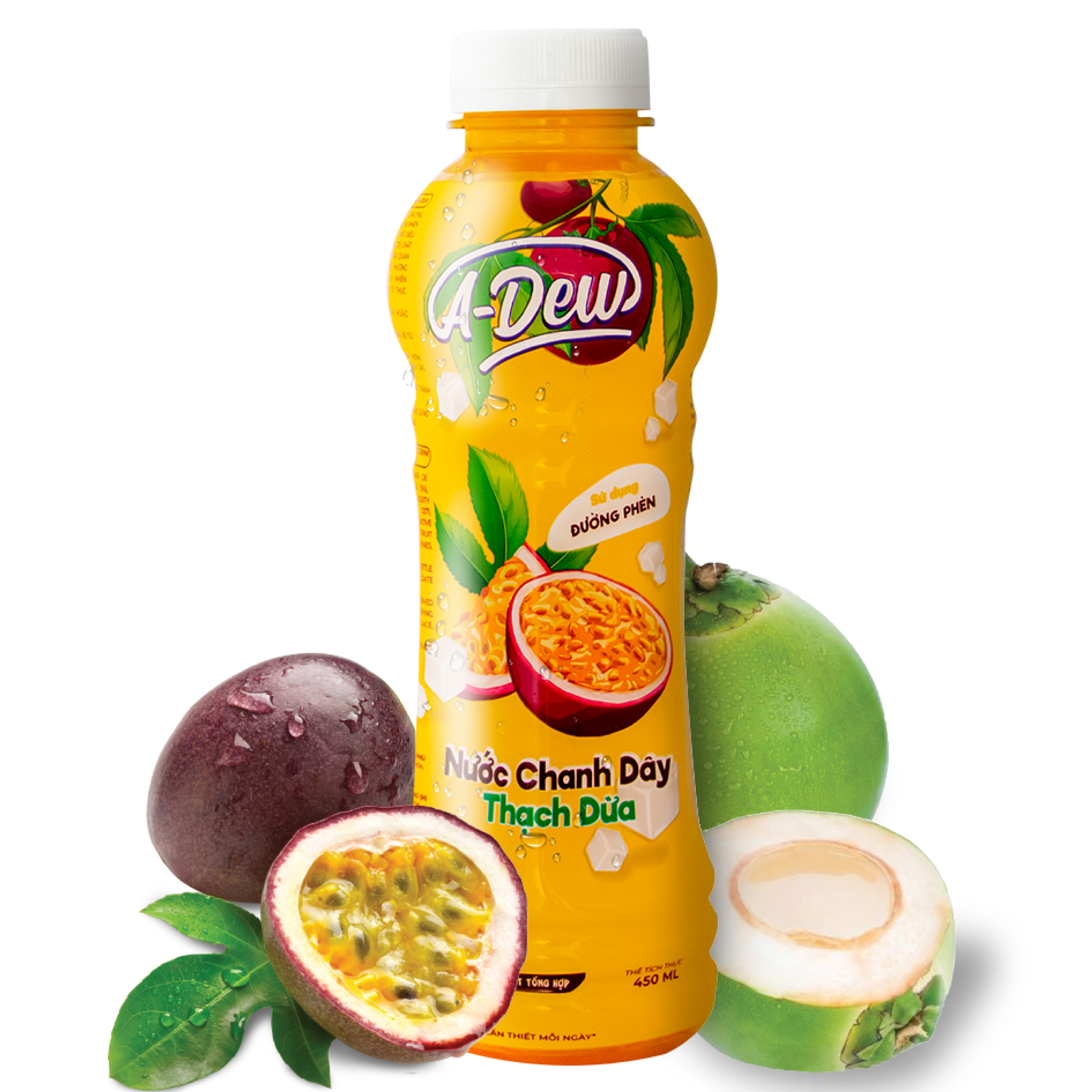 Nước Chanh Dây Thạch Dừa A-Dew 450ml (Thùng 24 chai)