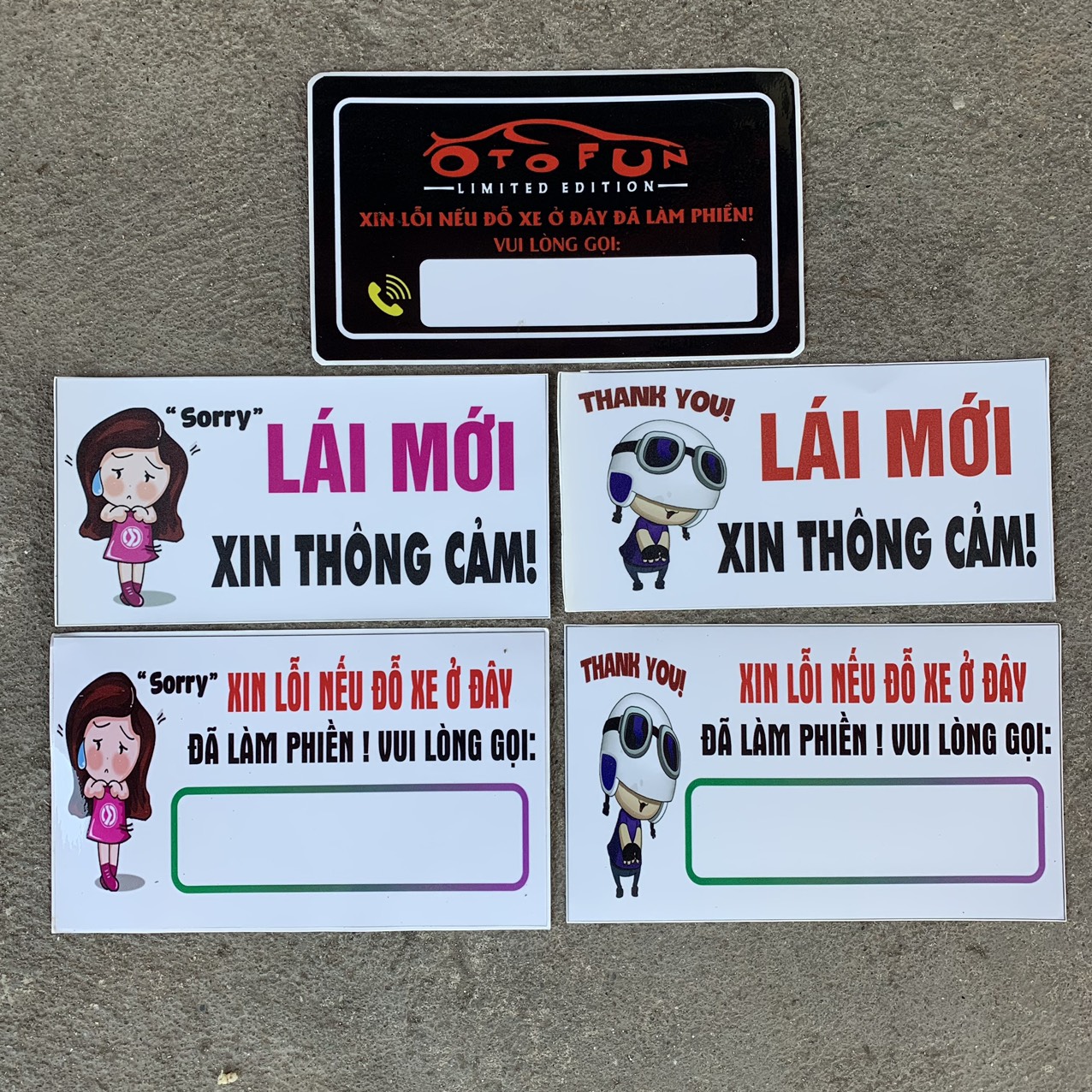 Sticker dán xe otofun Xin lỗi đỗ xe ở đây đã làm phiền để trống ô số ...