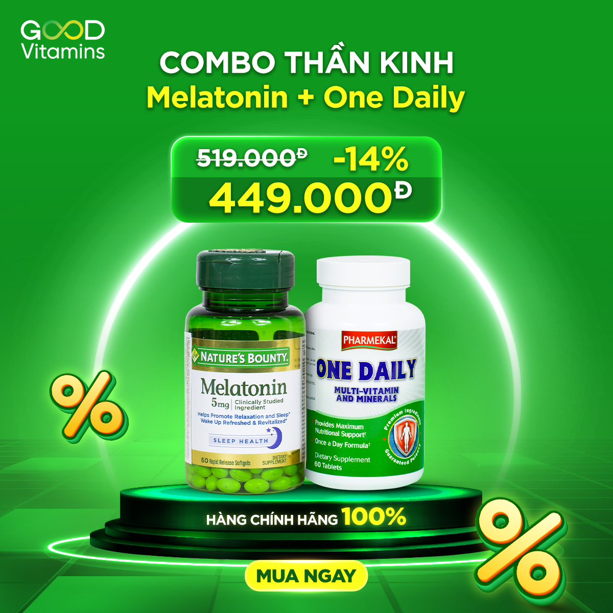 [Freeship HCM] Combo Giấc ngủ Melatonin + One Daily