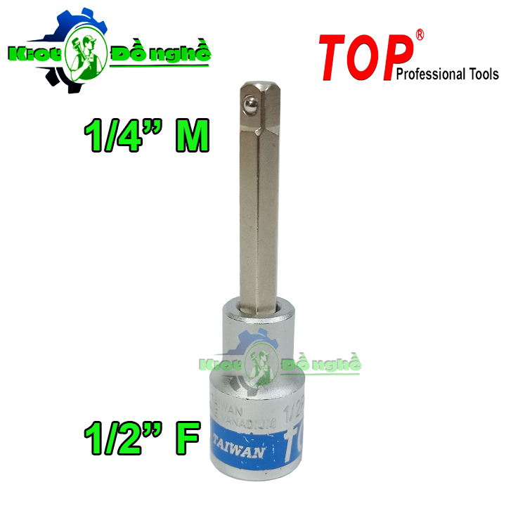 Đầu chuyển 1/2 f sang 1/4 m top hbs-4085d2 dài 85mm - đầu biến tuýp - kiot đồ nghề
