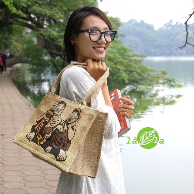 Túi vải đay, vải bố Thị Nở Chí Phèo (40x28x12cm - Lót vải canvas và khóa kéo)