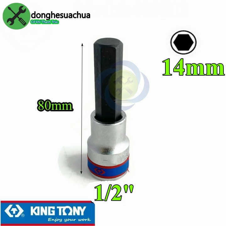 Tuýp lục giác 14mm kingtony 403514 loại 1/2 dài 80mm