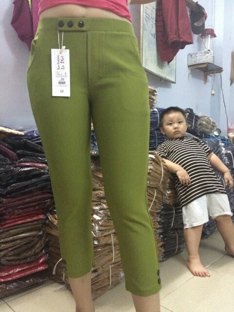 [HCM]Quần Cotton Nữ Lửng 9 Tấc Lưng Thun