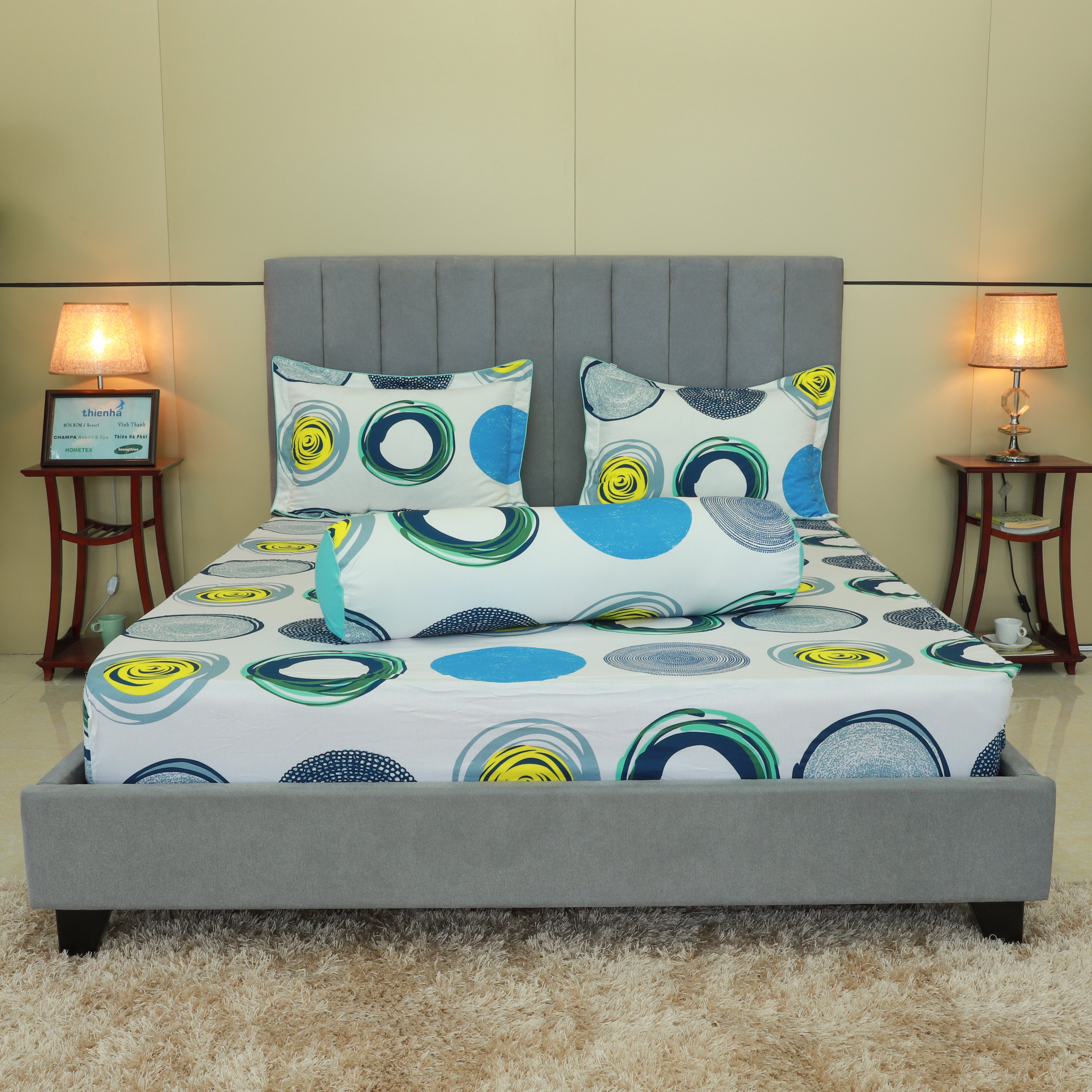 Bộ Drap gối cotton hoa Hometex