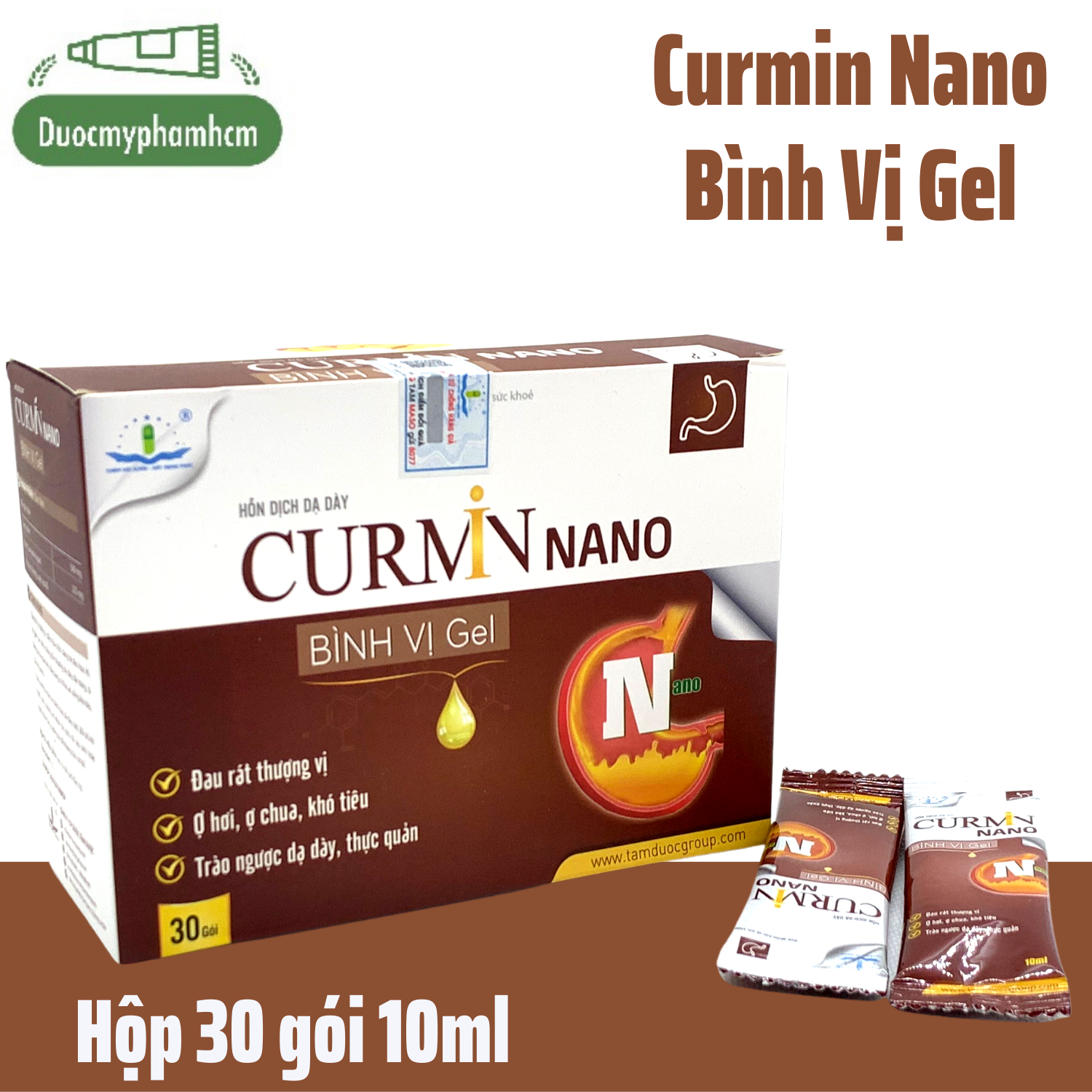 Curmin Nano Bình Vị Gel Tâm Dược - Hỗ trợ dạ dày, tá tràng, đại tràng, thượng vị- Hộp 30 gói