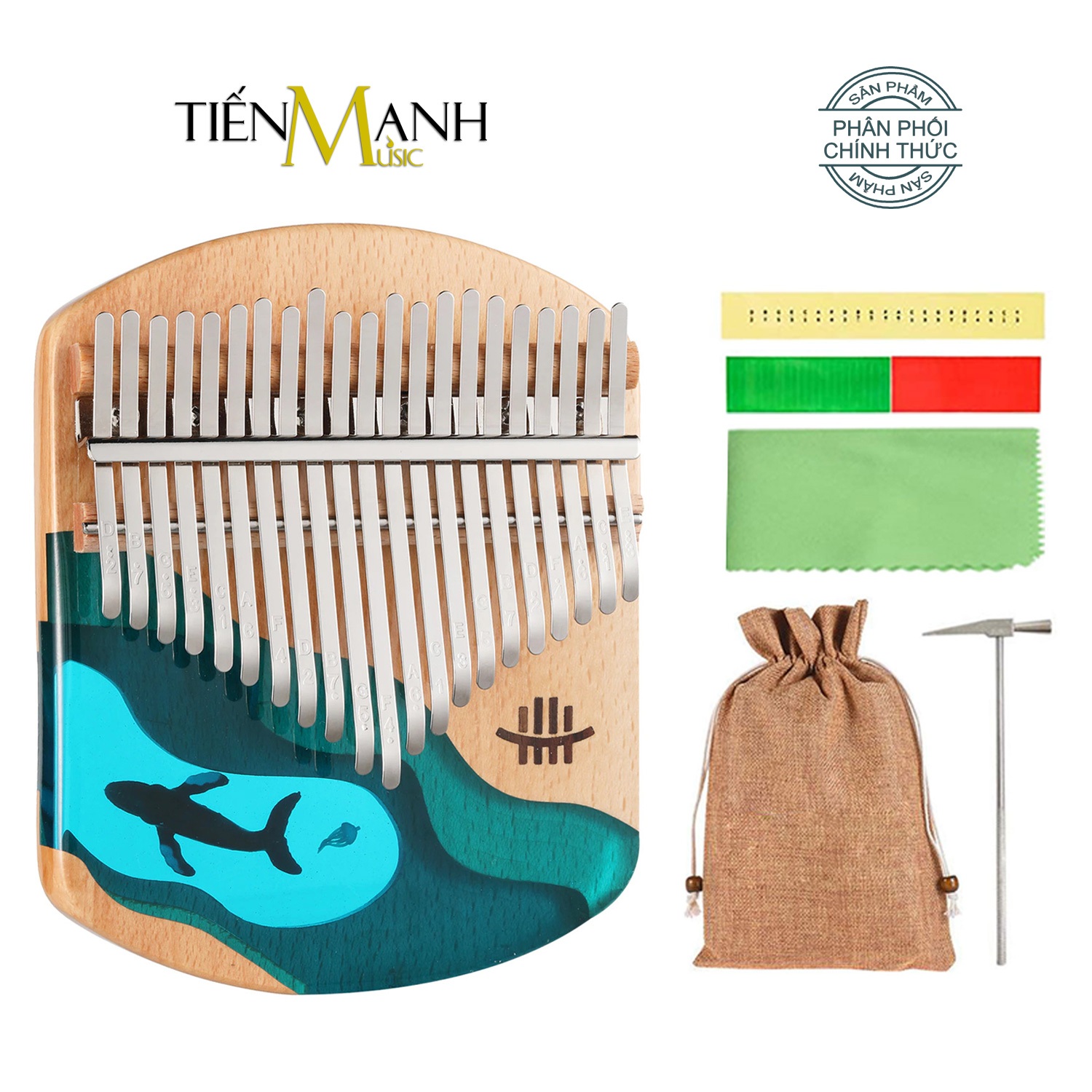 [Chính Hãng] Đàn Kalimba Hluru Resin 21 Phím KW21 Hình Cá Heo, Voi - Acrylic Keo đổ nhựa Thủy Tinh hữu cơ trong suốt