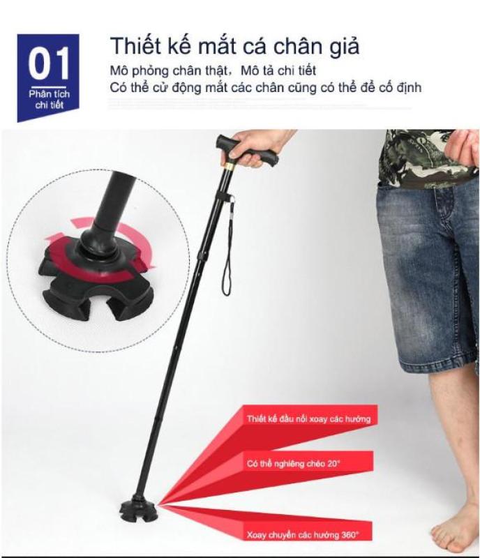 EuroHome Gậy chống tay cho người cao tuổi kèm đèn led đa năng tốt nhất