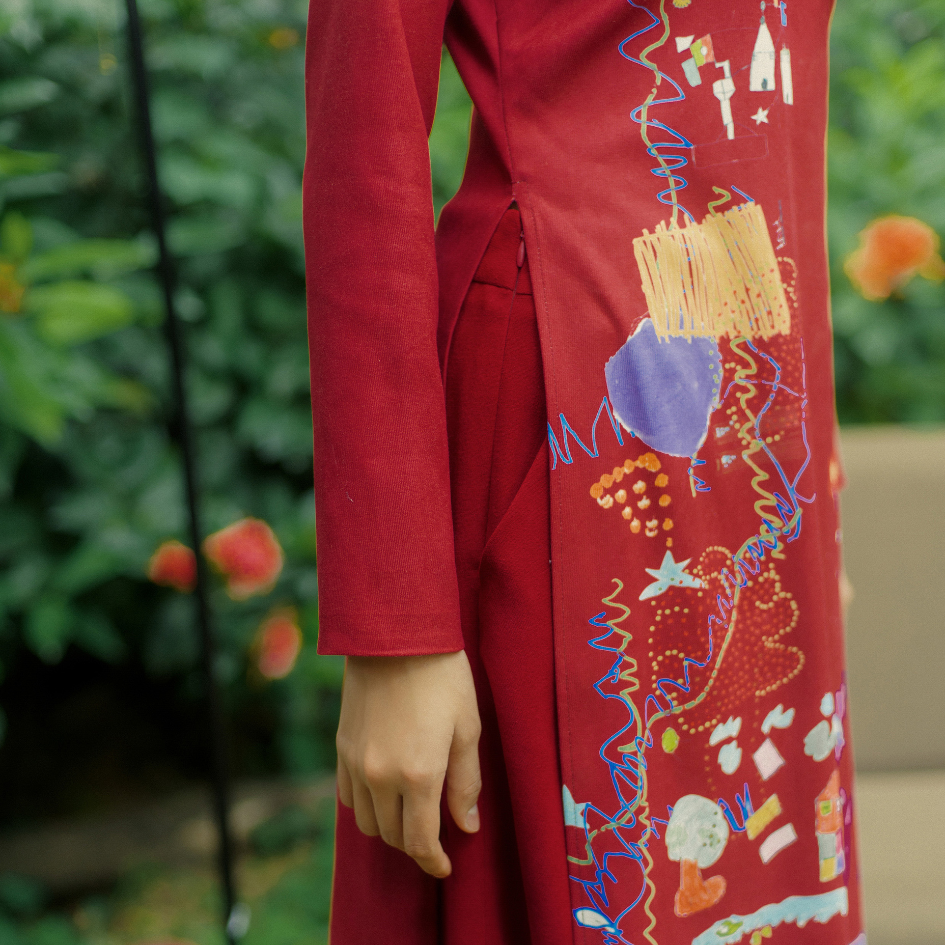 Áo Dài Nhung Về Nhà (đỏ/vàng) [Made by Tòhe]