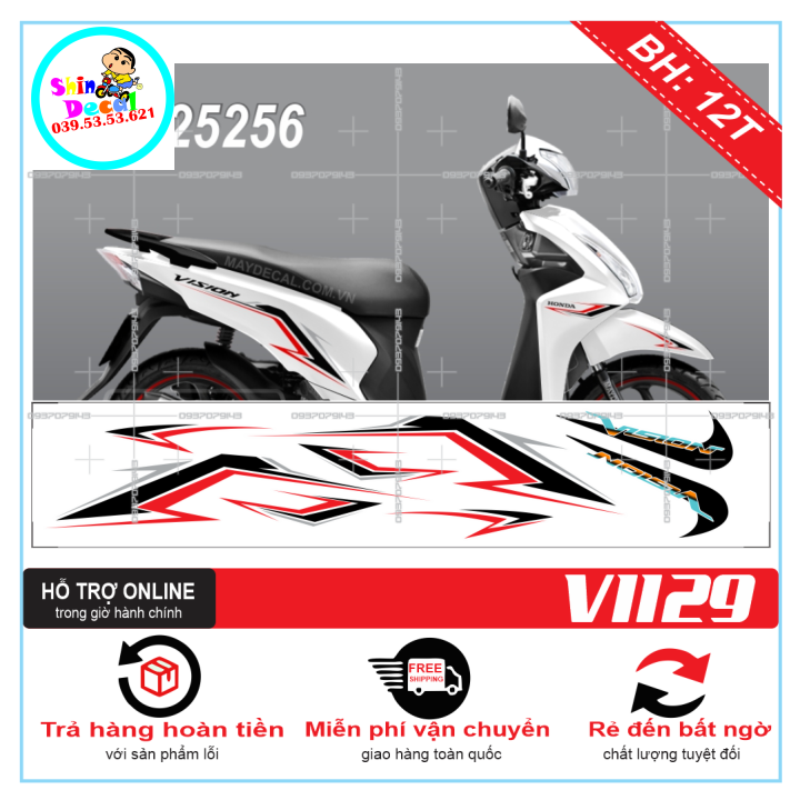 TEM XE VISION 2016, TEM RỜI VISION 2016 1129 CHẾ DÁN XE TRẮNG