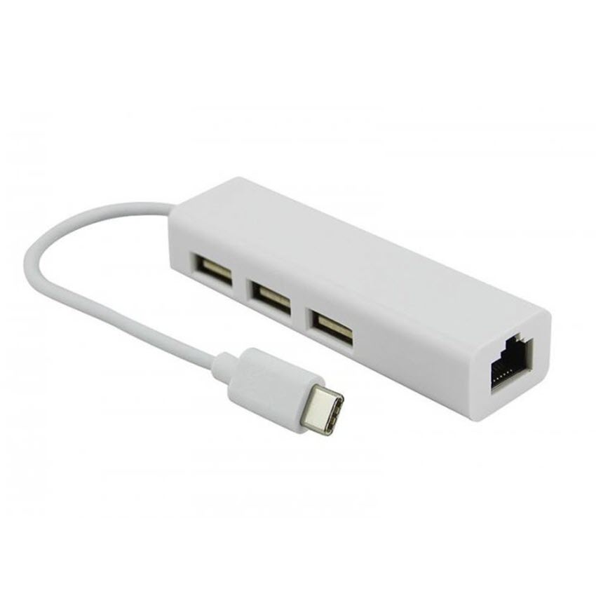 Cáp chuyển đổi USB type-C ra 3 cổng USb và cổng Lan RJ45