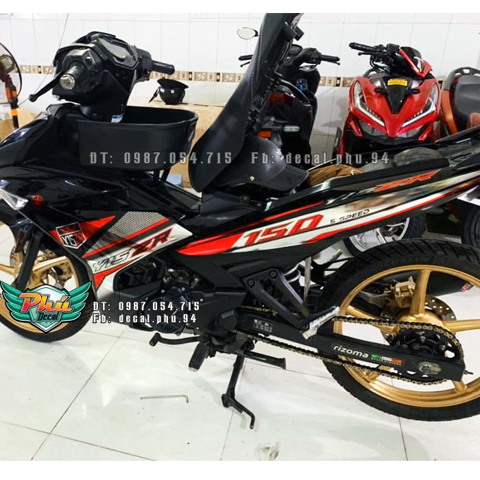 Tem rời Crom Ex 150 Y15 Zr Xe Đen Đỏ 2|Mẫu mã đa dạng|Chi tiết sắc nét|Nhận làm Tem rời theo Yêu Cầu