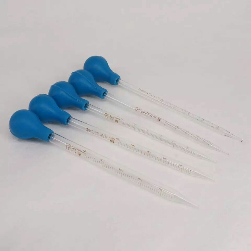 Pipet thủy tinh từ 1 ml dài 20cm có quả bóp - ống hút dung dịch có chia vạch