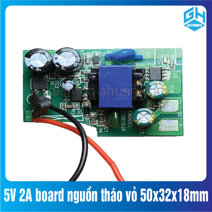 5V 2A board nguồn tháo vỏ 50x32x18mm