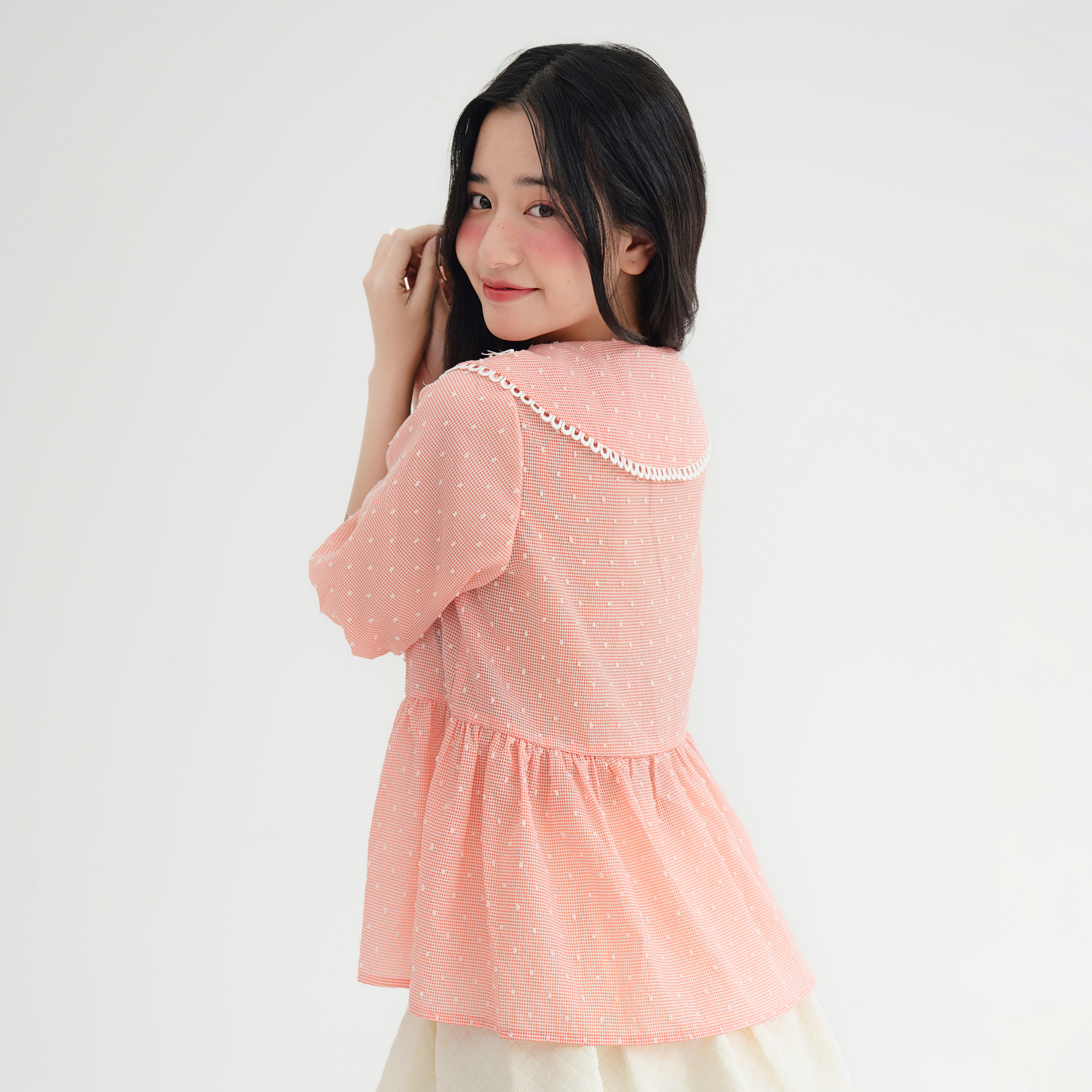 BLEUBIRD Áo vải lụa cotton cổ đính nơ Cotton Candy Top