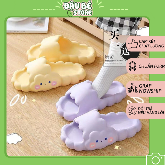 Dép Bánh Mì Hình Đám Mây Hoạt Hình Nam Nữ Ulzzang Cute - Dép Quai Ngang Unisex Ngộ Nghĩnh Đế Mềm Chống Trơn - Daube-D047