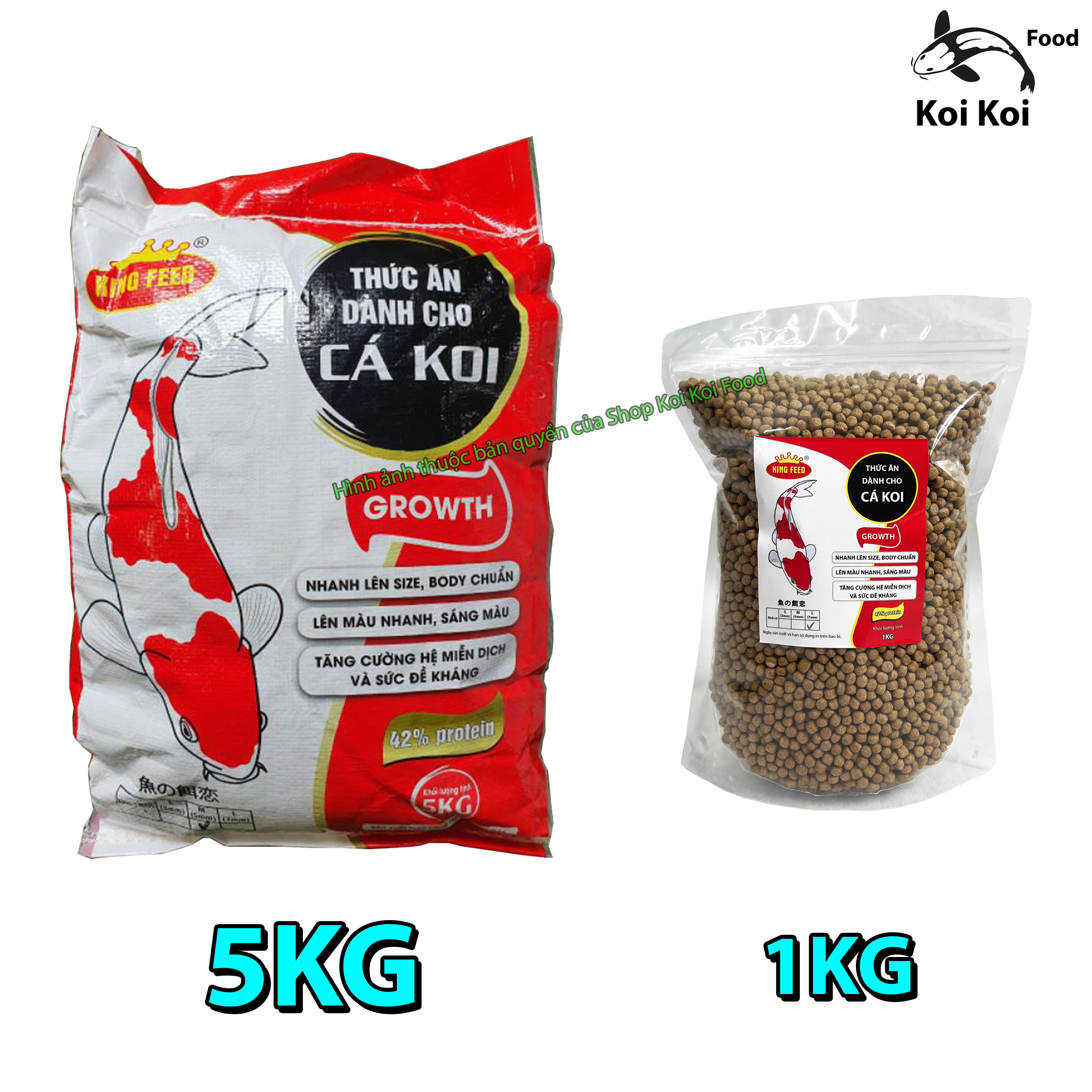 Cám Cá Koi KING FEED 42% Đạm - Thức Ăn Cho Cá Koi Hàng Chuẩn