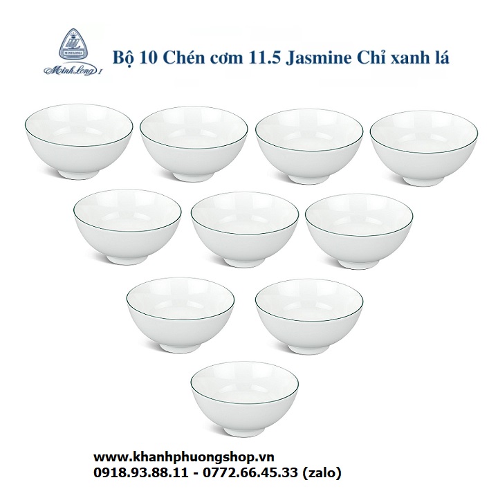 chén cơm sứ Minh Long viền xanh lá - chén cơm sứ minh long