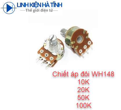 10 chiết áp đôi wh148 10k / 20k / 50k / 100k 15mm