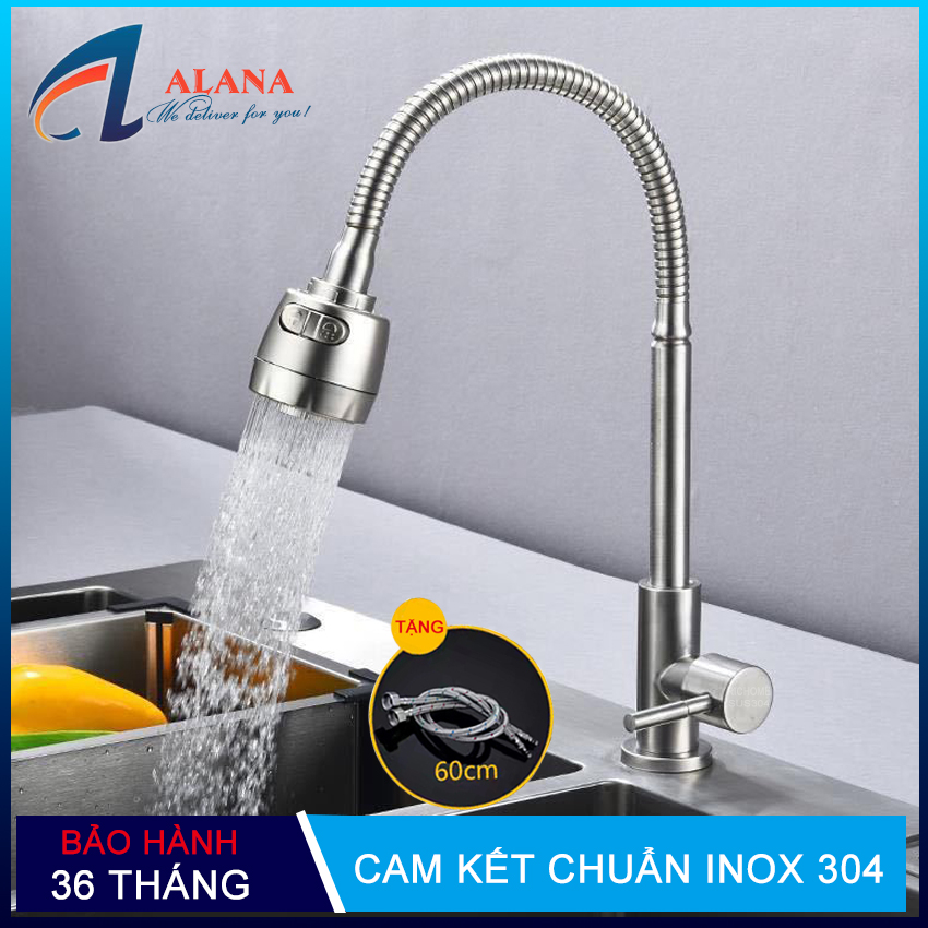Vòi rửa chén nóng lạnh Richome OS611 cắm chậu - Chất liệu chuẩn Inox 304, bền bỉ, dễ dàng lắp đặt và sử dụng - Bảo hành 03 năm toàn quốc - Tặng kèm 2 dây cấp nước nóng lạnh dài 60cm