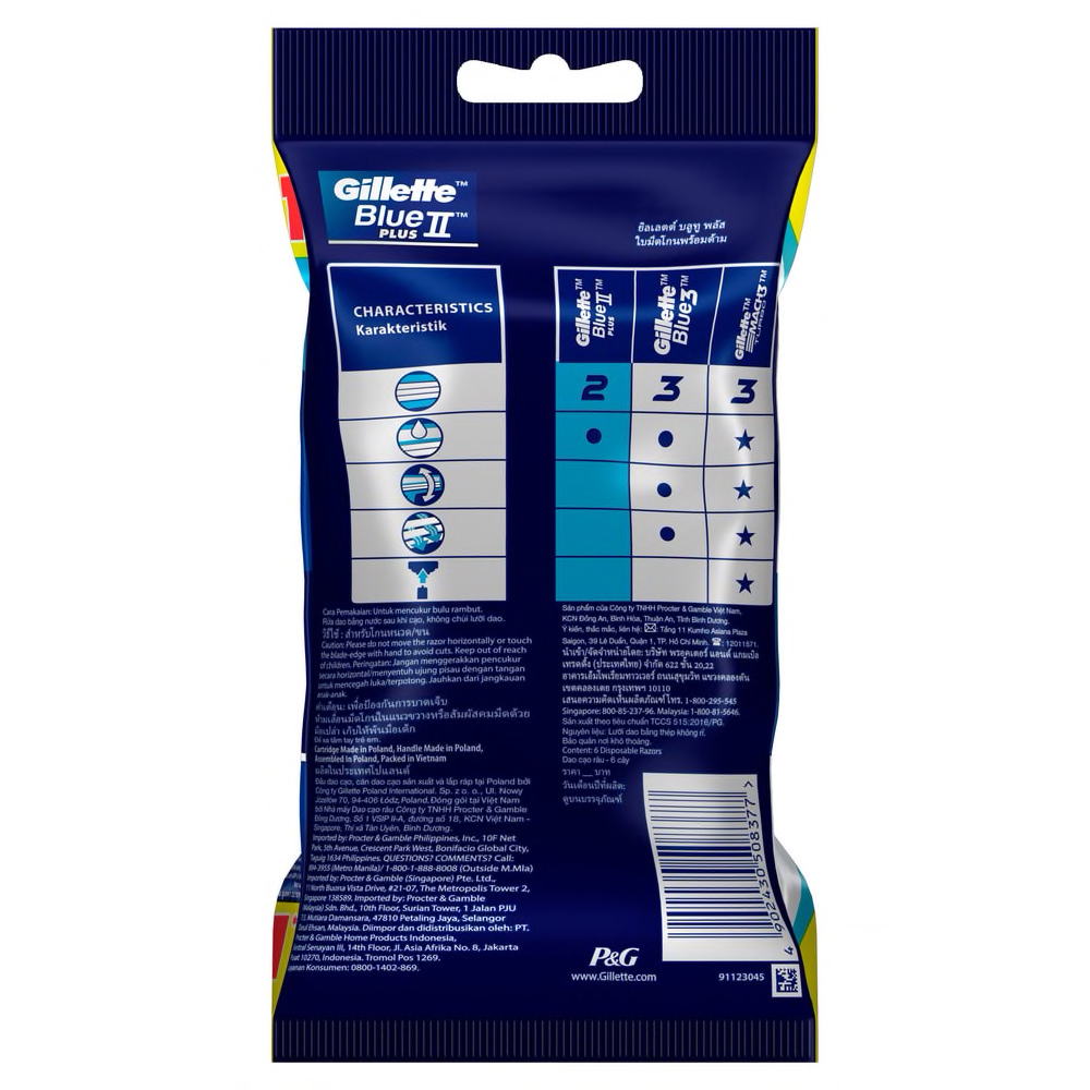 Dao Cạo Gillette Blue II Plus 5 Cái + 1 Cái