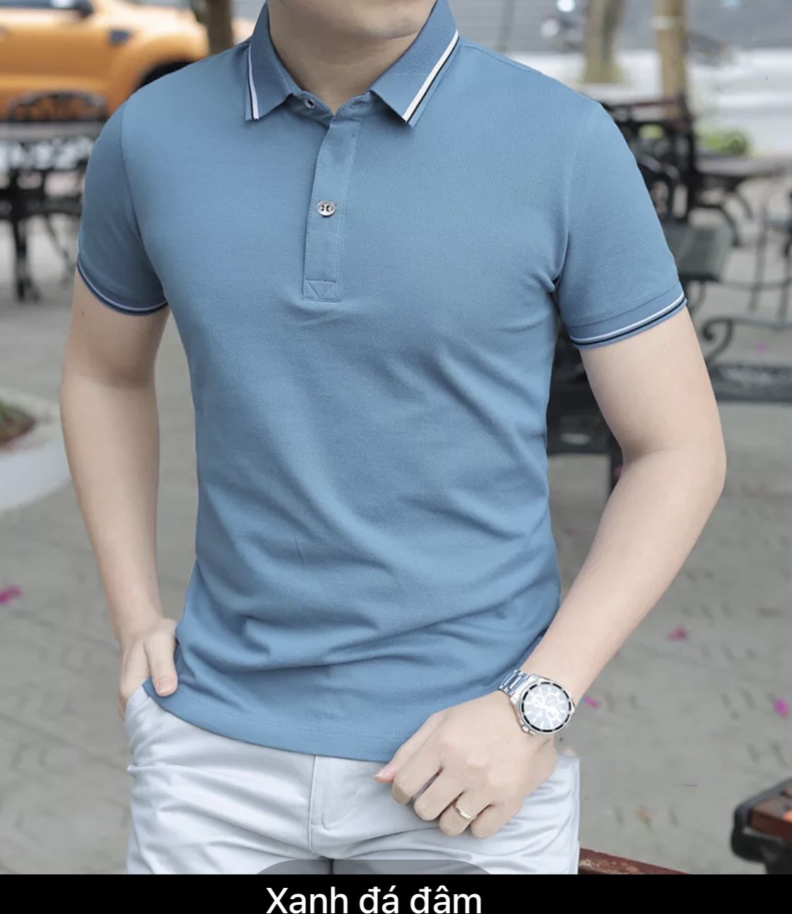 Áo thun nam Polo sọc