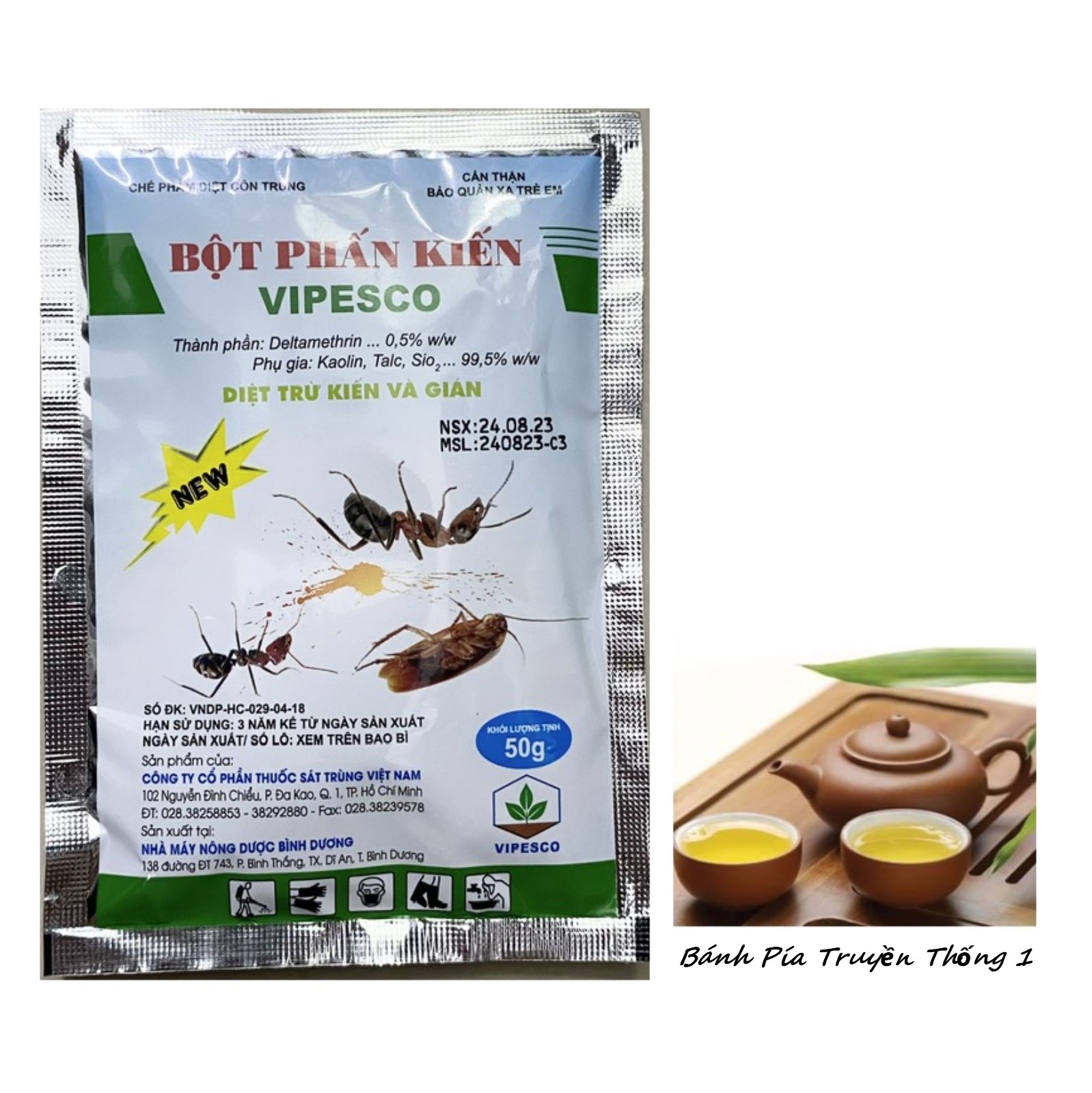 Bột phấn kiến vipesco - diệt trừ kiến gián - #023b# 50g